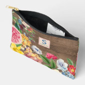 ワイルドフラワーカラフルフローラブーケのアートパターン アクセサリーポーチ (見開き)