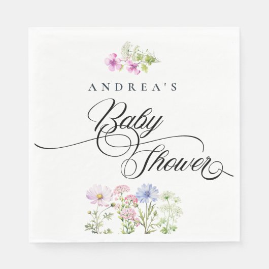 ワイルドフラワーカラフルフローラベビーシャワー スタンダードランチョンナプキン (正面)