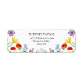 ワイルドフラワーカラフルフローラホワイト結婚のアドレス ラベル (正面)