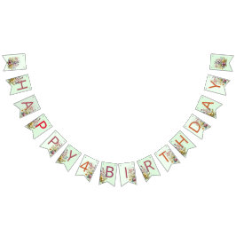 ワイルドフラワーカラフルフローラ水彩誕生日 バンティングフラッグ