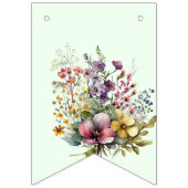 ワイルドフラワーカラフルフローラ水彩誕生日 バンティングフラッグ (第1の旗)