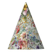 ワイルドフラワーカラフルフローラ水彩誕生日 パーティーハット (裏面)