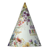 ワイルドフラワーカラフルフローラ水彩誕生日 パーティーハット (左)