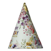 ワイルドフラワーカラフルフローラ水彩誕生日 パーティーハット (右)