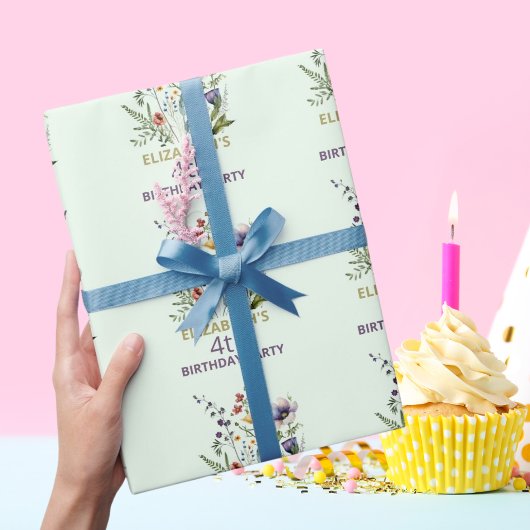 ワイルドフラワーカラフルフローラ水彩誕生日 ラッピングペーパー