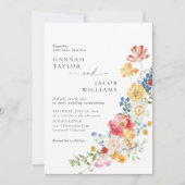 ワイルドフラワーカラフルフローラQRコードRSVP結婚's 招待状 (正面)