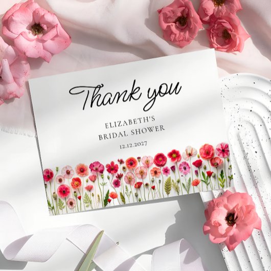 ワイルドフラワーカラフルブライダルシャワーありがとうございました カード