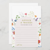 ワイルドフラワーカラフルブライダルシャワーアドバイスの願い アドバイスカード (正面/裏面)