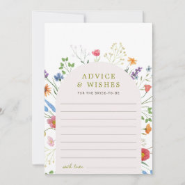 ワイルドフラワーカラフルブライダルシャワーアドバイスの願い アドバイスカード