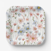 ワイルドフラワーカラフルブライダルシャワーイン開花ガーデン ペーパープレート (正面)