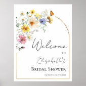 ワイルドフラワーカラフルブライダルシャワーウェルカムサイン ポスター (正面)