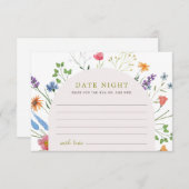 ワイルドフラワーカラフルブライダルシャワーデート夜アイディア エンクロージャーカード (正面/裏面)