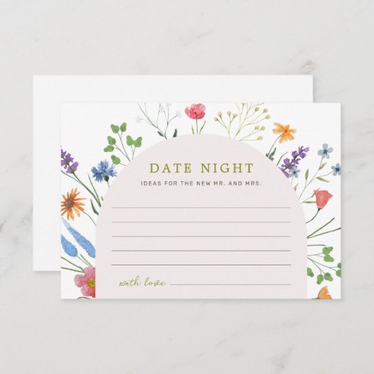 ワイルドフラワーカラフルブライダルシャワーデート夜アイディア エンクロージャーカード