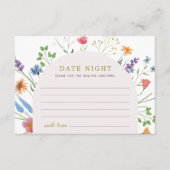 ワイルドフラワーカラフルブライダルシャワーデート夜アイディア エンクロージャーカード (正面)
