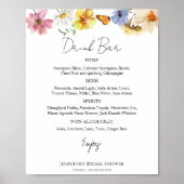 ワイルドフラワーカラフルブライダルシャワードリンクのメニュー記号 ポスター (正面)