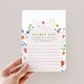 ワイルドフラワーカラフルブライダルシャワーバケットリストアイディア アドバイスカード