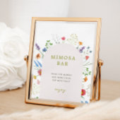 ワイルドフラワーカラフルブライダルシャワーミモザバー標識 ポスター