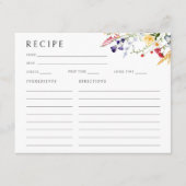 ワイルドフラワーカラフルブライダルシャワーレシピカード エンクロージャーカード (正面)