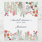 ワイルドフラワーカラフルブライダルシャワー ワインラベル (シングルラベル)