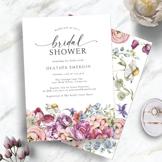 ワイルドフラワーカラフルブライダルシャワー 招待状