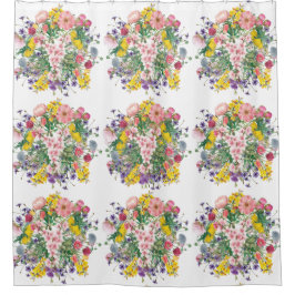 ワイルドフラワーカラフルブーケのシャワーカーテン シャワーカーテン