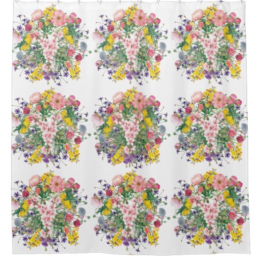 ワイルドフラワーカラフルブーケのシャワーカーテン シャワーカーテン (正面)