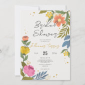 ワイルドフラワーカラフルベイシックボホブライダルシャワー 招待状 (正面)