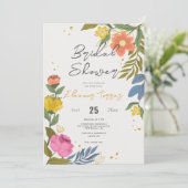 ワイルドフラワーカラフルベイシックボホブライダルシャワー 招待状 (スタンド正面)