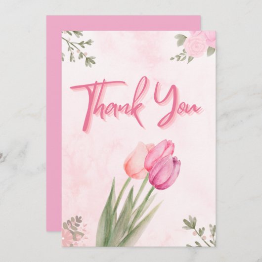 ワイルドフラワーカラフルベイビーシャワーサンキューカード サンキューカード (正面/裏面)