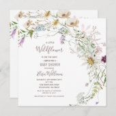 ワイルドフラワーカラフルベイビーシャワーパーティー 招待状 (正面/裏面)
