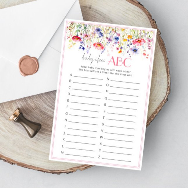 ワイルドフラワーカラフルベイビーシャワーベビーアイテムABCゲーム (クリエイターアップロード済み)