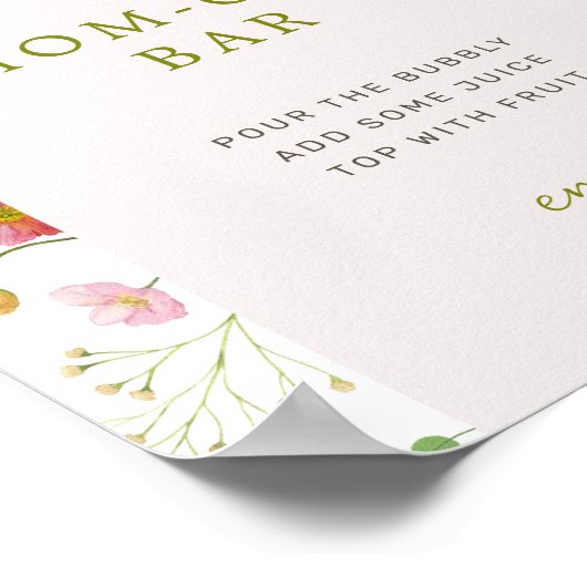 ワイルドフラワーカラフルベイビーシャワー桃佐バーサイン ポスター (角)