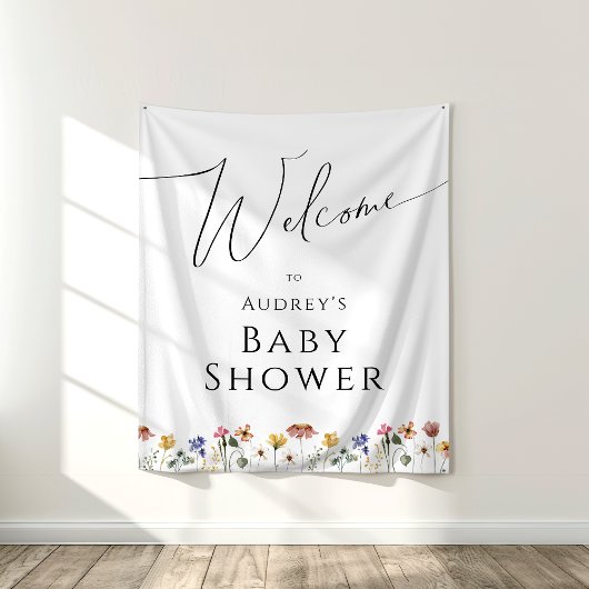 ワイルドフラワーカラフルベイビーシャワー歓迎の背景 タペストリー