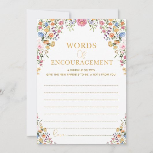 ワイルドフラワーカラフルベビーアドバイス&ウィッシュズゲームカード 招待状 (正面)