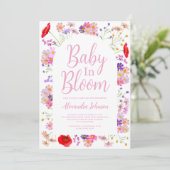 ワイルドフラワーカラフルベビーイン開花ガールベビーシャワー 招待状 (スタンド正面)