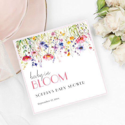 ワイルドフラワーカラフルベビーイン開花ベビーシャワー スタンダードカクテルナプキン