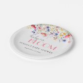 ワイルドフラワーカラフルベビーイン開花ベビーシャワー ペーパープレート (アングル)