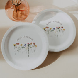ワイルドフラワーカラフルベビーイン開花ベビーシャワー ペーパープレート