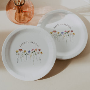 ワイルドフラワーカラフルベビーイン開花ベビーシャワー ペーパープレート