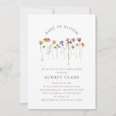 ワイルドフラワーカラフルベビーイン開花ベビーシャワー 招待状 (正面)
