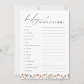 ワイルドフラワーカラフルベビー単語スクランブルカード 招待状 (正面)
