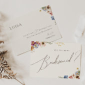 ワイルドフラワーカラフルベージュのブライドメイド提案カード 招待状