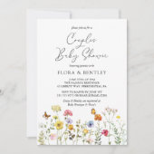 ワイルドフラワーカラフルボタニカルカップル赤ちゃんシャワー 招待状 (正面)