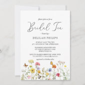 ワイルドフラワーカラフルボタニカルブライダルシャワー茶 招待状 (正面)