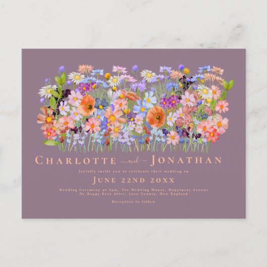 ワイルドフラワーカラフルボホシック結婚ズ ポストカード (正面)