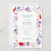 ワイルドフラワーカラフルボホシックQRコード結婚ズ 招待状 (正面)