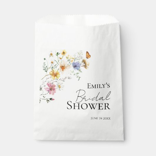 ワイルドフラワーカラフルボホブライダルシャワーありがとう フェイバーバッグ (正面)