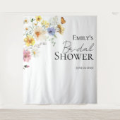 ワイルドフラワーカラフルボホブライダルシャワー背景 タペストリー (正面)