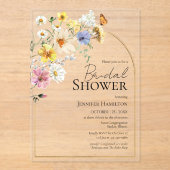 ワイルドフラワーカラフルボホブライダルシャワー アクリル招待状 (正面)