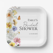ワイルドフラワーカラフルボホブライダルシャワー ペーパープレート (正面)
